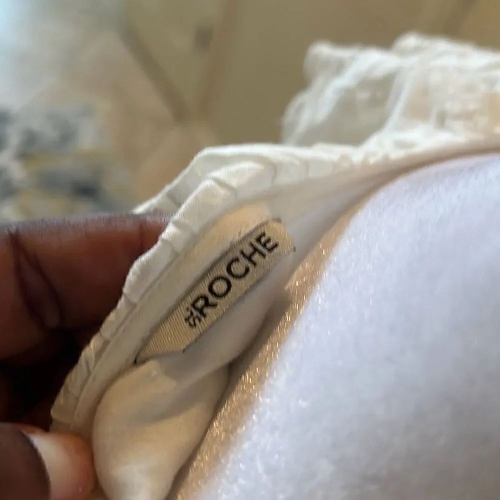 St. Roche 8 Nightingale Tiered Midi Dress Milky White Ruffled Eylet Lace Trim Ne — image 8 of 8